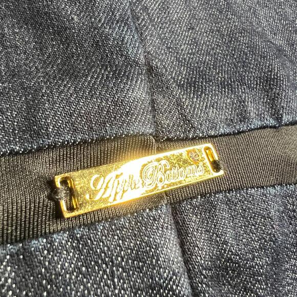 Apple Bottoms Denim Blazer Jacket Women XL Gold Logo Buttons Dark Wash Y2K Style - Picture 9 of 12